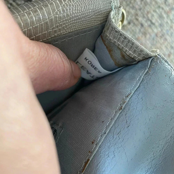 VTG Y2K Genuine Leather Made in Korea Snake Print Crossbody Bag Silver Color - Picture 4 of 12